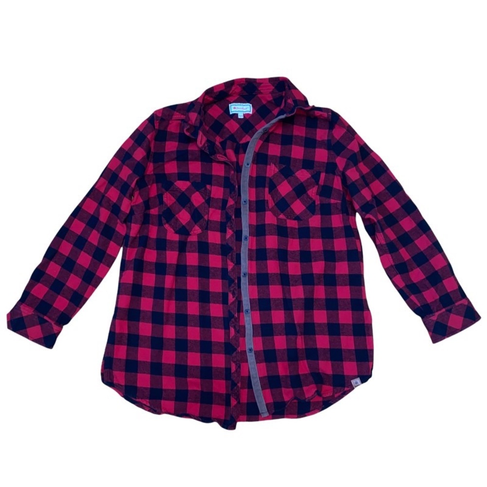 Canadiana Women’s Red/Black Flannel 100% Organic Cotton Shirt Large.